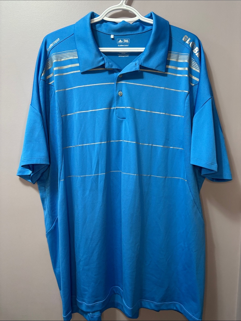Adidas Climacool Formotion Golf Polo Shirt Men's 2XL Blue Striped Breathable